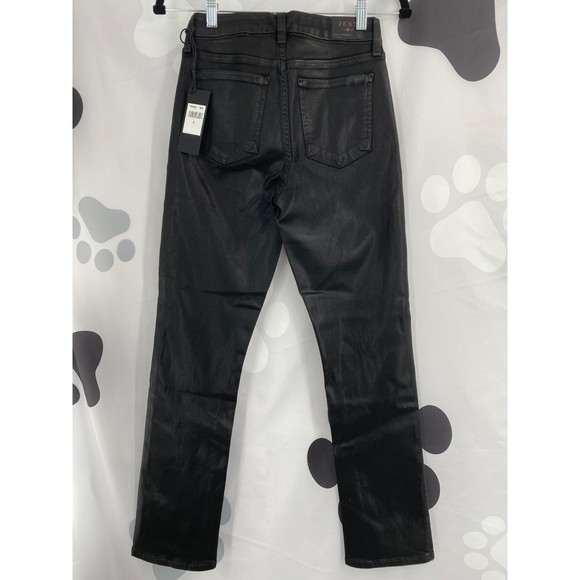 Jen7 by 7 For All Mankind 7FAM NWT Coated Ankle Straight Leg Jeans Black 0 New - Picture 3 of 9